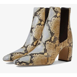 NEW TORY BURCH BANANA EMBOSSED SNAKESKIN LEATHER CHELSEA ANKLE BOOTIES BOOTS 6